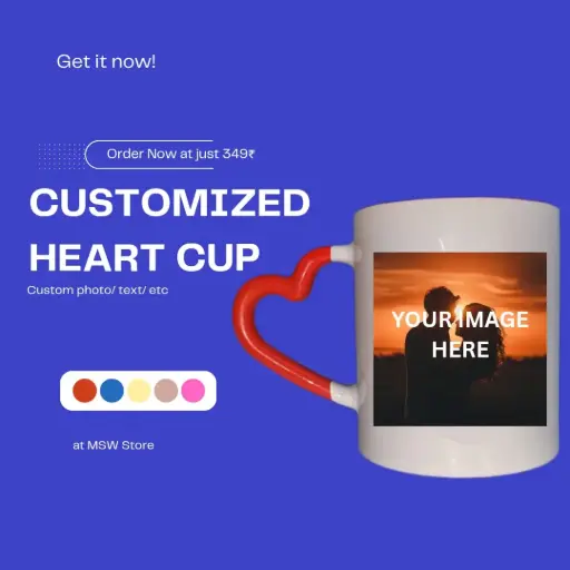 CUSTOMISABLE HEART CUP FIRST ORDER THEN CONTACT US ON WHATSAPP 9596448544 THEN SEND YOU,R IMAGE AND THEN YOU WILL GET CONFIRMATION COD ON WHATSAPP